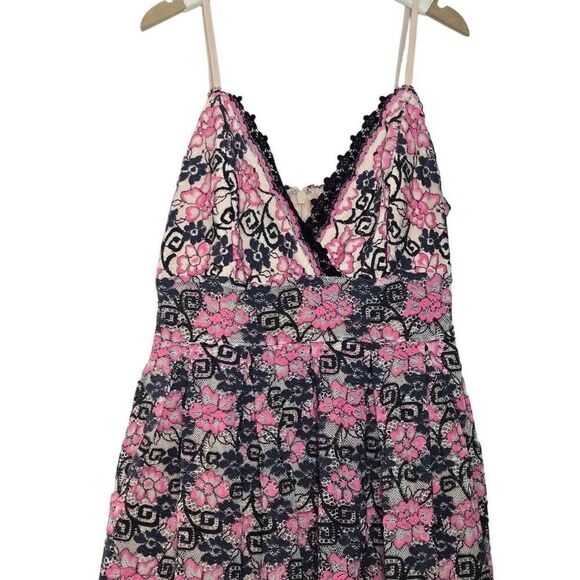 ASOS Dress Size 10 Floral Lace Midi Pink Spaghetti Straps V-Neck - Picture 3 of 7